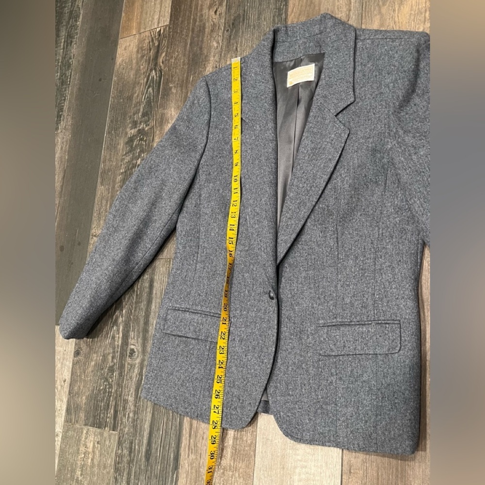 Vintage Pendleton 100% Virgin Wool Gray Blazer Jacket Women Sz 14 - Picture 7 of 9